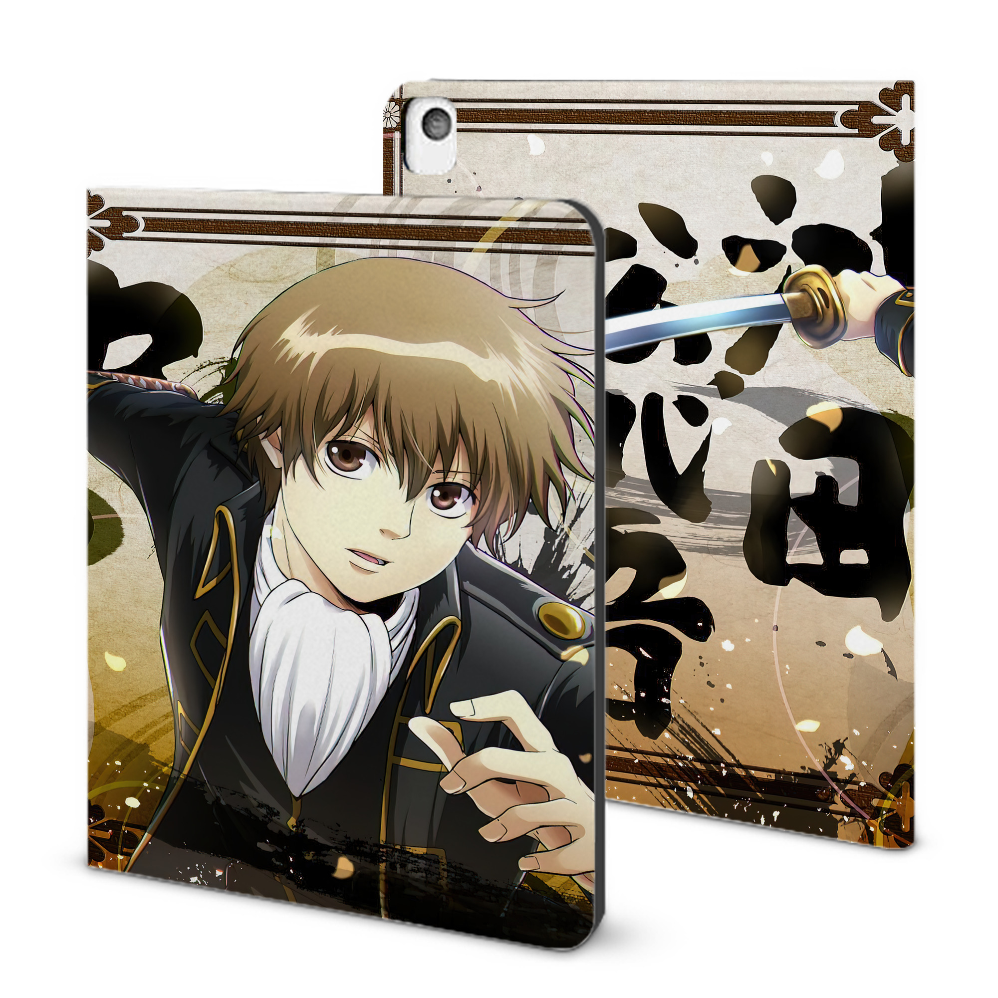 （画像用） ぎんたま 坂田銀時（さかたぎんとき） 神楽 志村新八（しむら しんぱち） GINTAMA Sakata Gintoki Kagura Shimura Shinpachi IPadケース ペンホルダー付き ブックスタイルデザイン